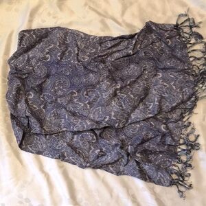 Vintage Blue and Gray Paisley Scarf